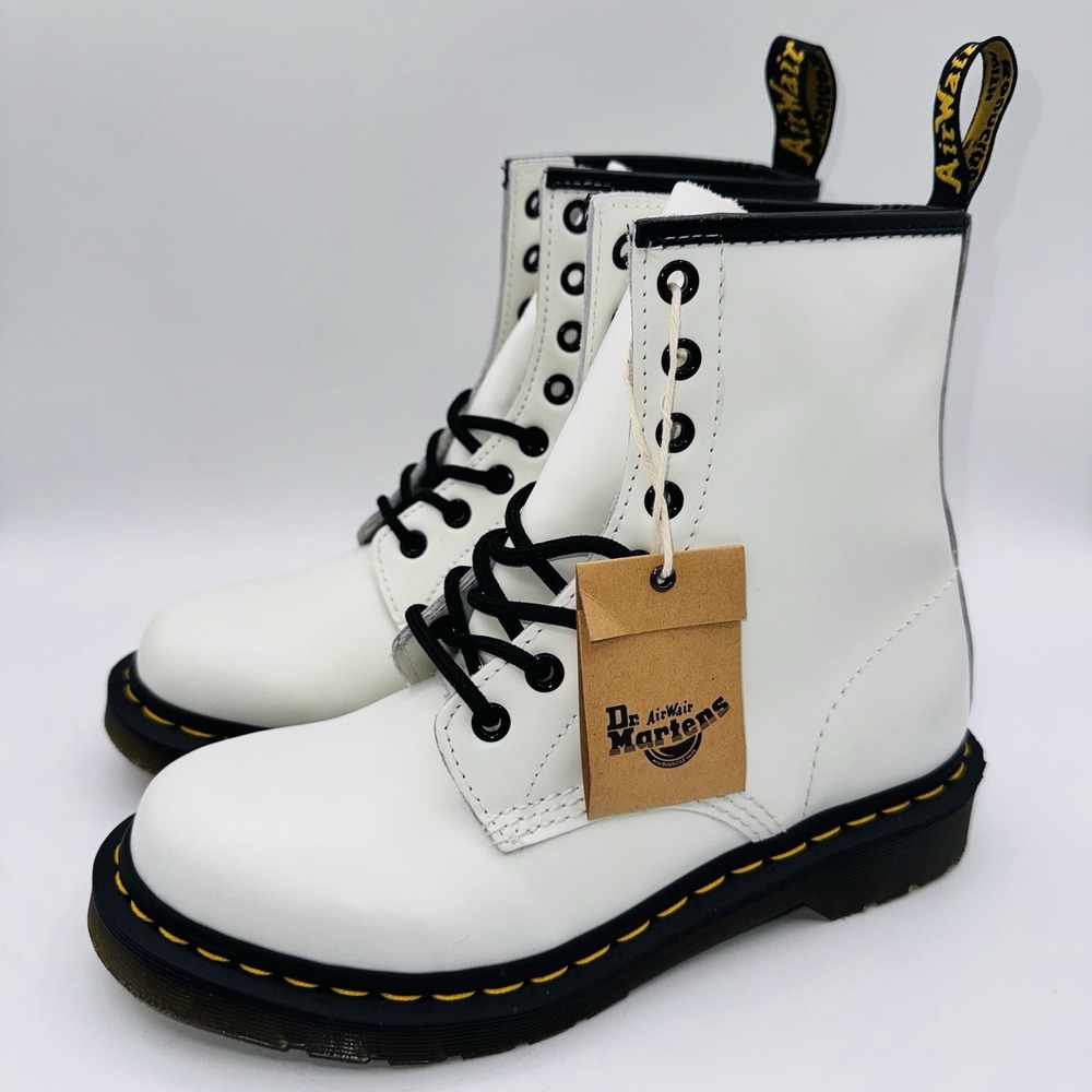 Dr.‎ Martens 1460 Boots Women's Size 6 EU 37 White Smooth Leather